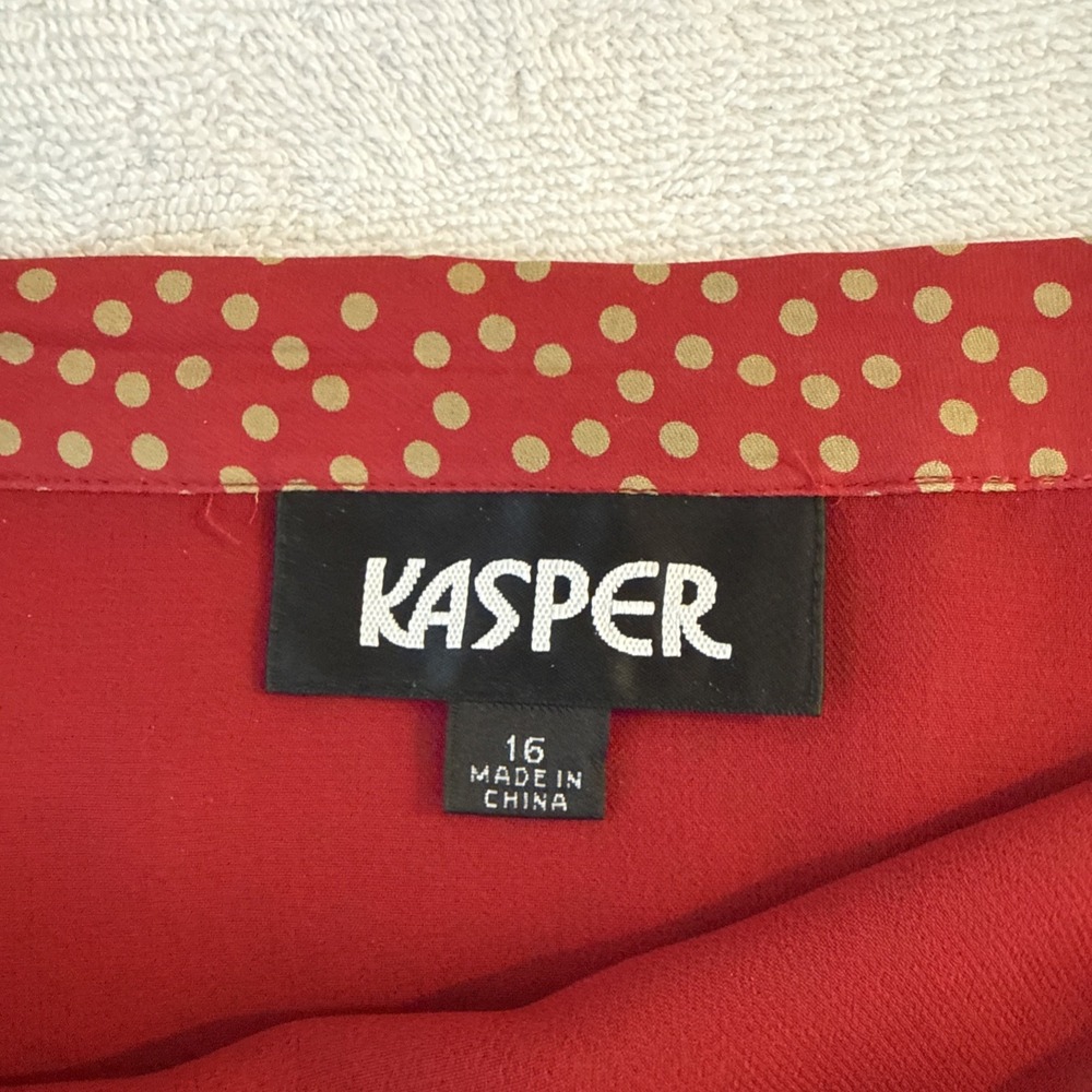 Kasper Red Polka Dot Midi Skirt Size 16 Plus A-Line Career Office Wear - Picture 4 of 6
